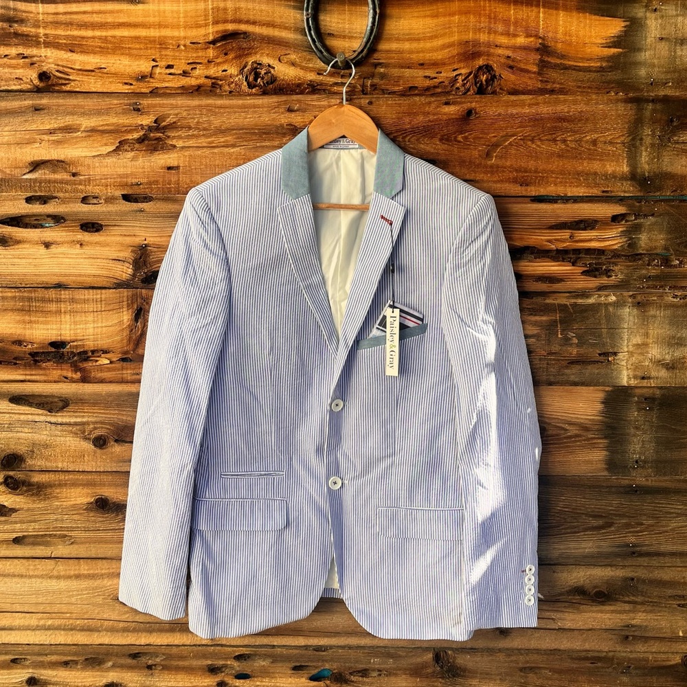 PAISLEY & GRAY | NWT Men's Blue Striped Blazer S